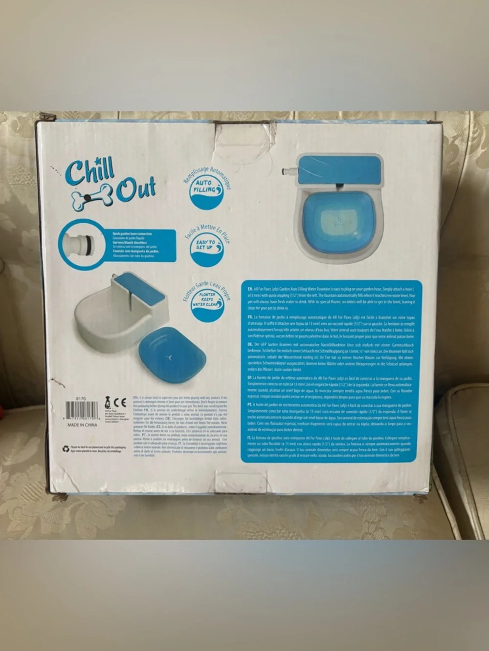 NEW Chill Out Outside Auto-Filling Dog Water Fountain Garden Hose Connecting